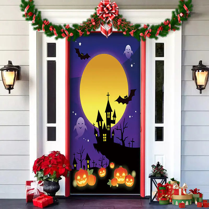 Christmas Door Cover Decoration with Background Cloth