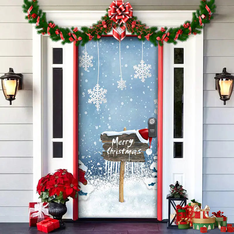 Christmas Door Cover Decoration with Background Cloth