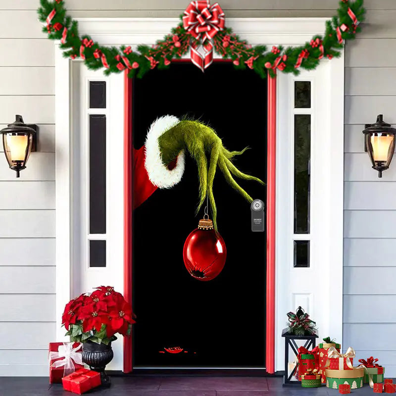 Christmas Door Cover Decoration with Background Cloth