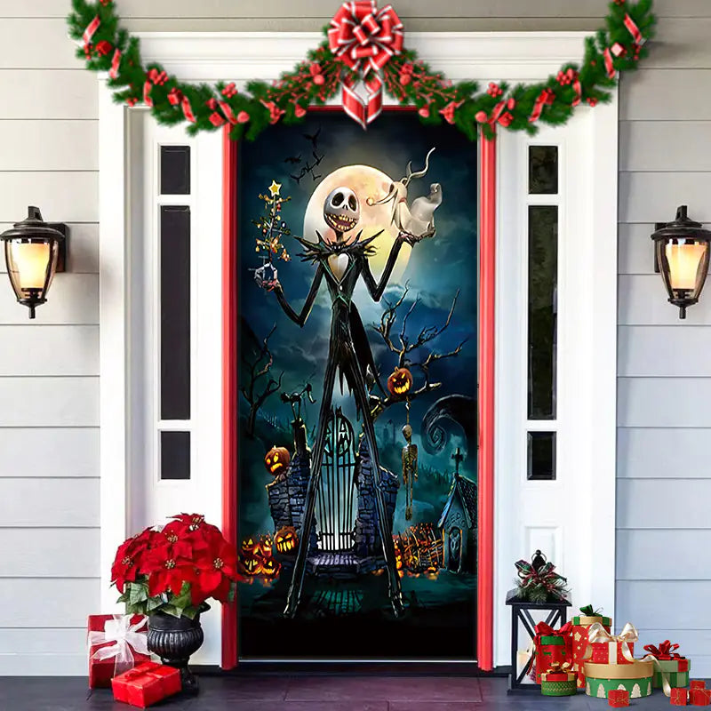 Christmas Door Cover Decoration with Background Cloth