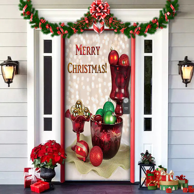 Christmas Door Cover Decoration with Background Cloth