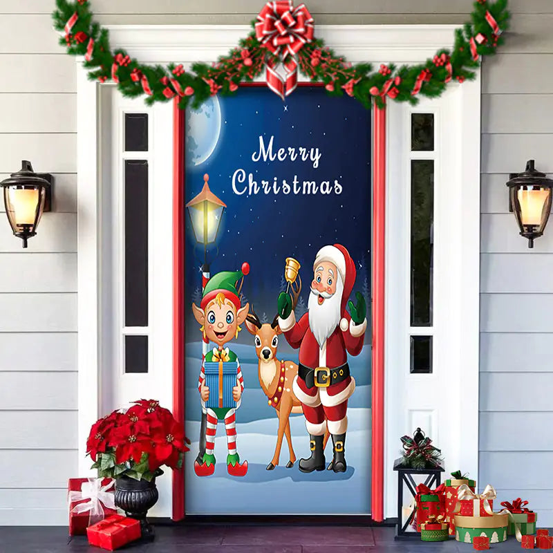 Christmas Door Cover Decoration with Background Cloth