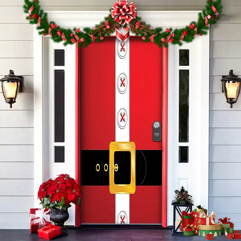 Christmas Door Cover Decoration with Background Cloth