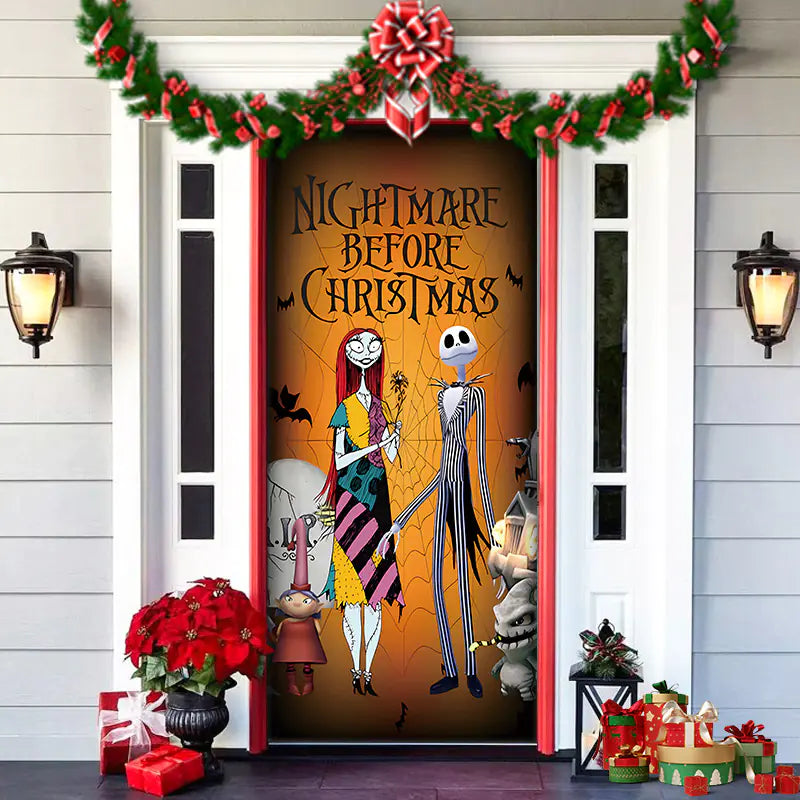 Christmas Door Cover Decoration with Background Cloth