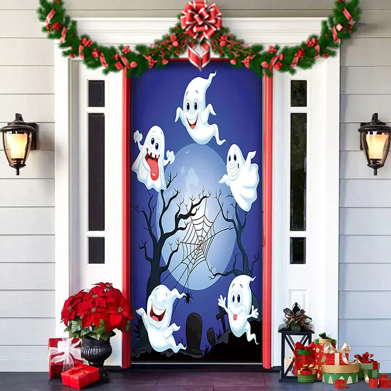 Christmas Door Cover Decoration with Background Cloth