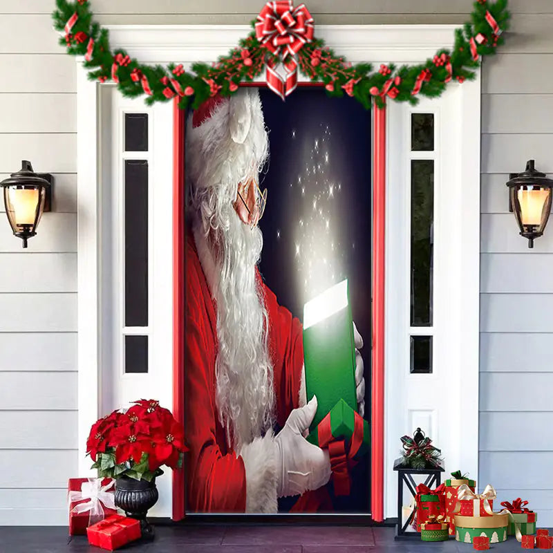 Christmas Door Cover Decoration with Background Cloth