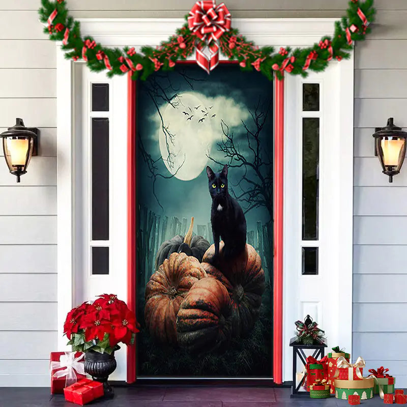 Christmas Door Cover Decoration with Background Cloth