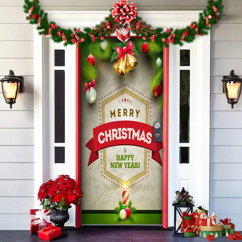 Christmas Door Cover Decoration with Background Cloth