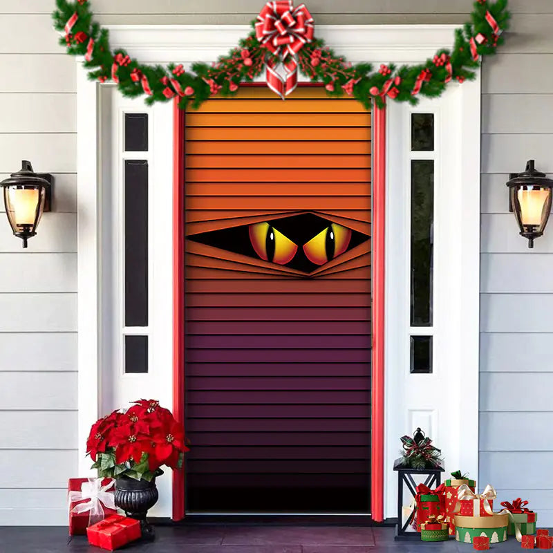 Christmas Door Cover Decoration with Background Cloth