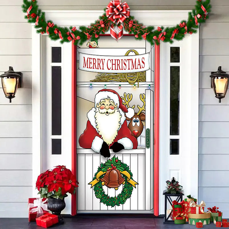 Christmas Door Cover Decoration with Background Cloth