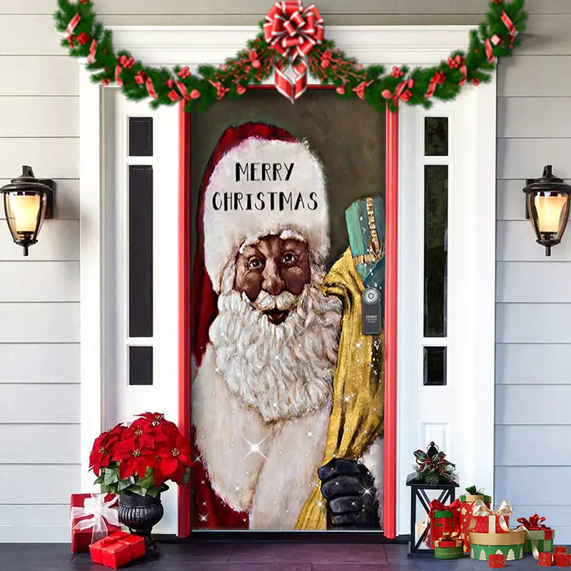 Christmas Door Cover Decoration with Background Cloth