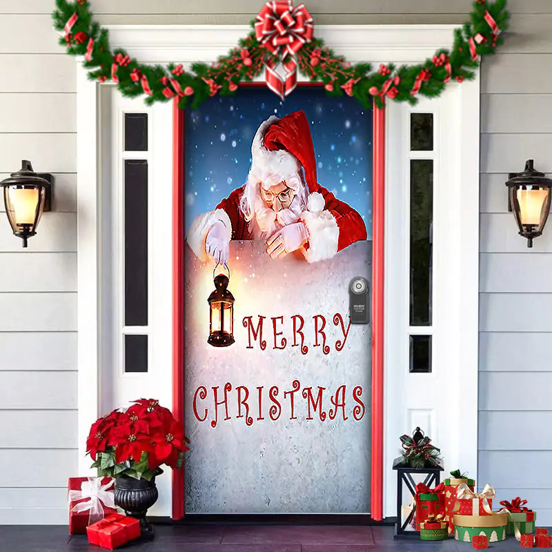 Christmas Door Cover Decoration with Background Cloth