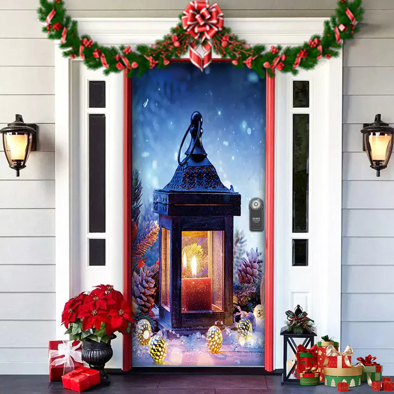 Christmas Door Cover Decoration with Background Cloth