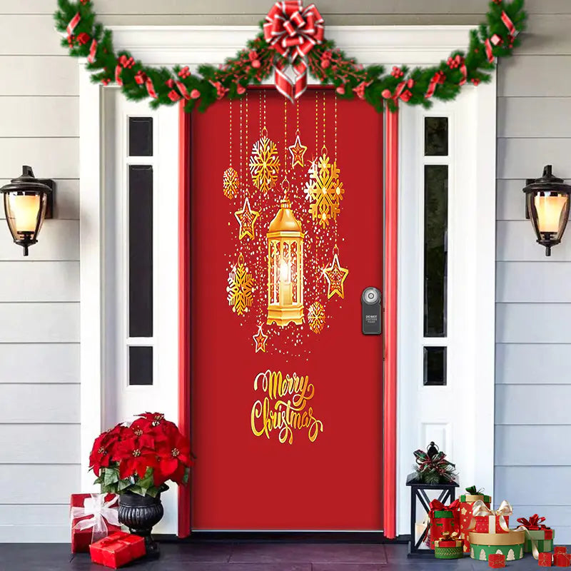 Christmas Door Cover Decoration with Background Cloth