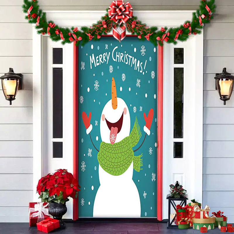 Christmas Door Cover Decoration with Background Cloth