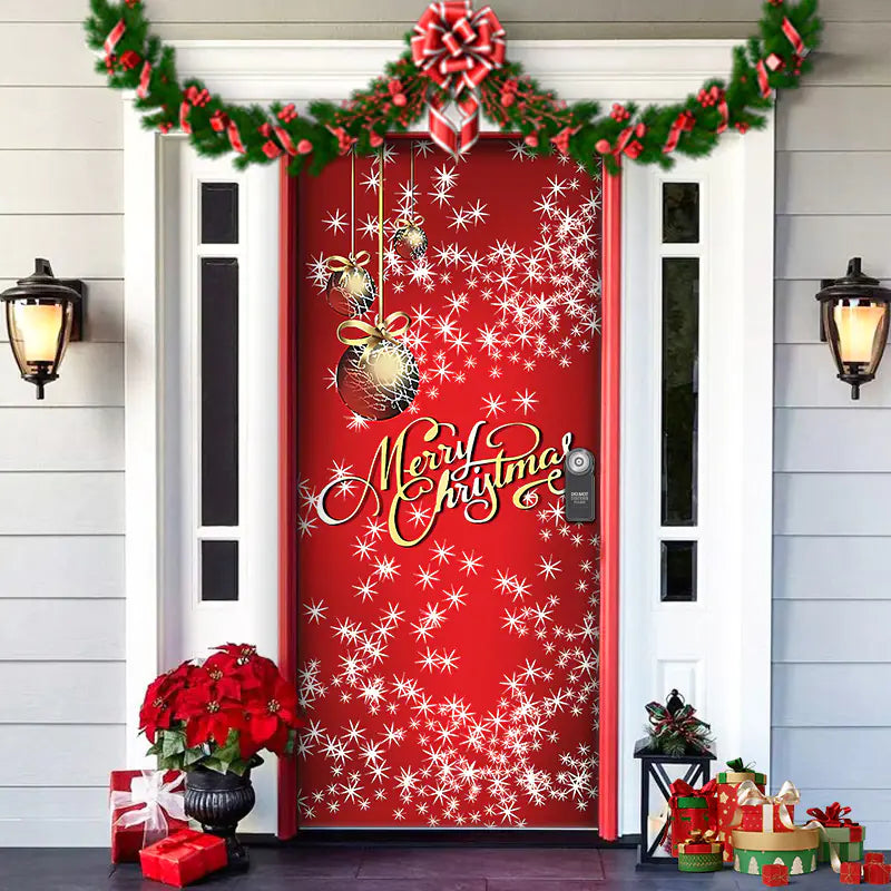 Christmas Door Cover Decoration with Background Cloth