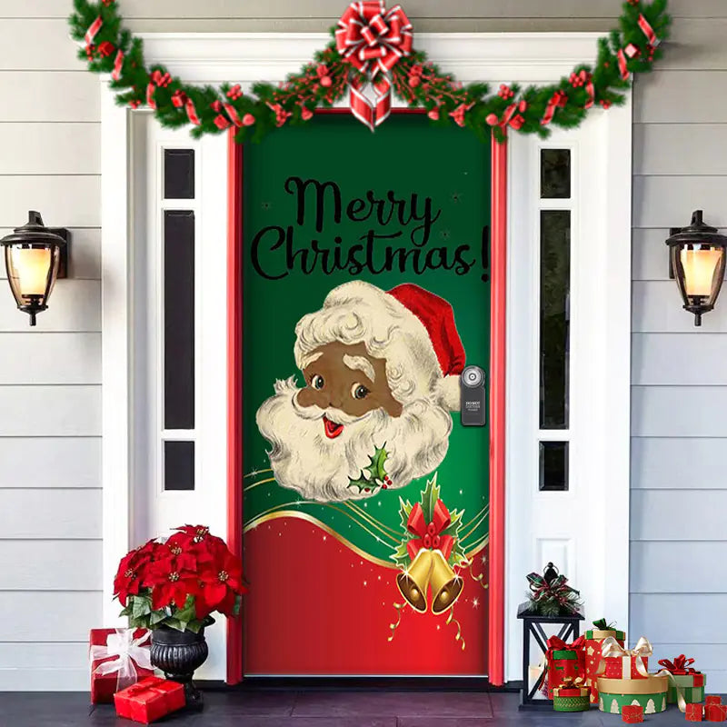Christmas Door Cover Decoration with Background Cloth