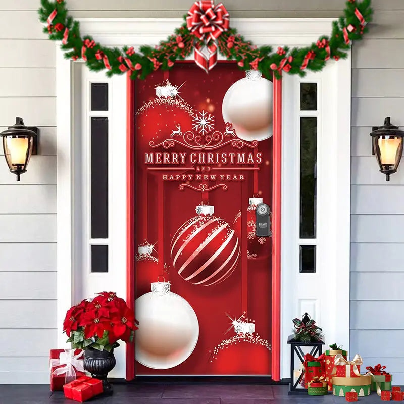 Christmas Door Cover Decoration with Background Cloth