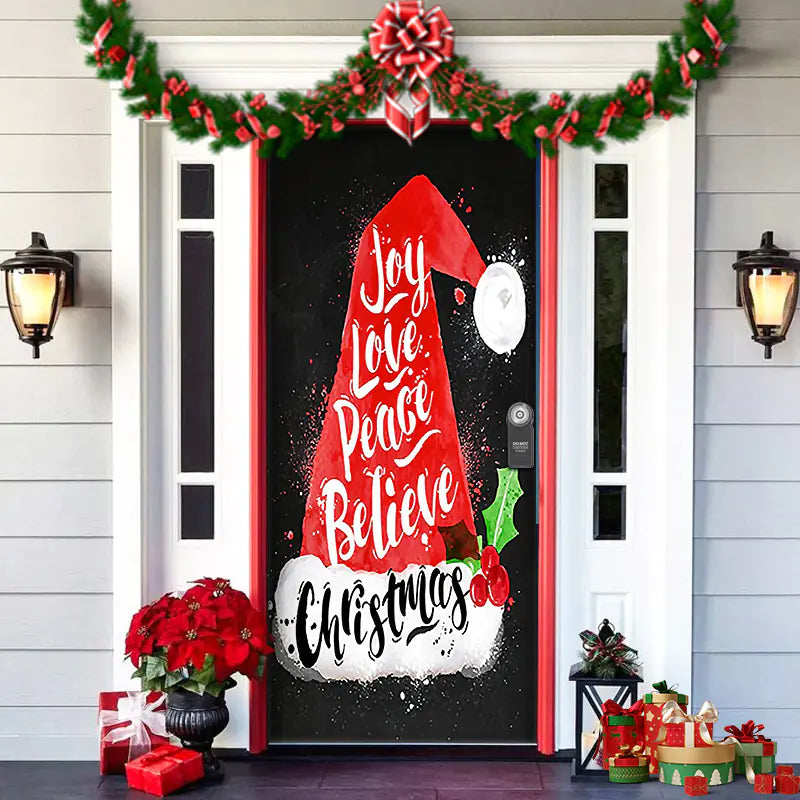 Christmas Door Cover Decoration with Background Cloth