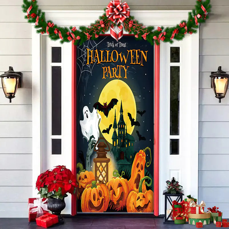 Christmas Door Cover Decoration with Background Cloth