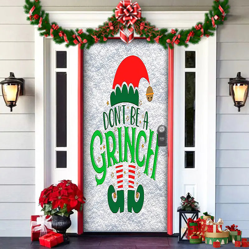Christmas Door Cover Decoration with Background Cloth