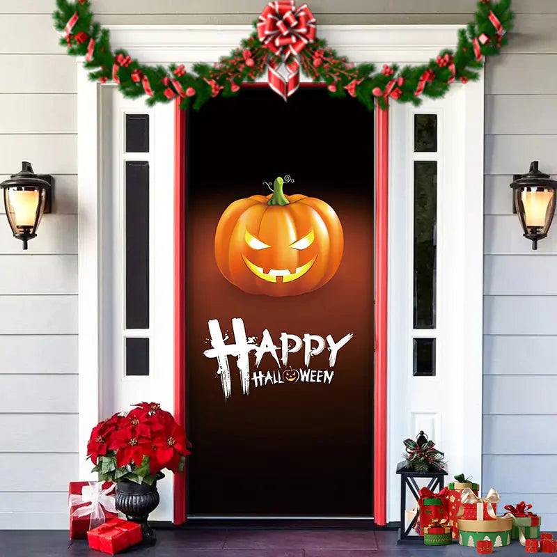 Christmas Door Cover Decoration with Background Cloth
