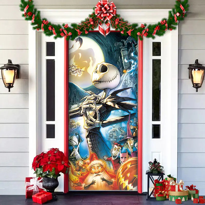 Christmas Door Cover Decoration with Background Cloth