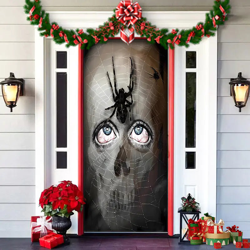 Christmas Door Cover Decoration with Background Cloth