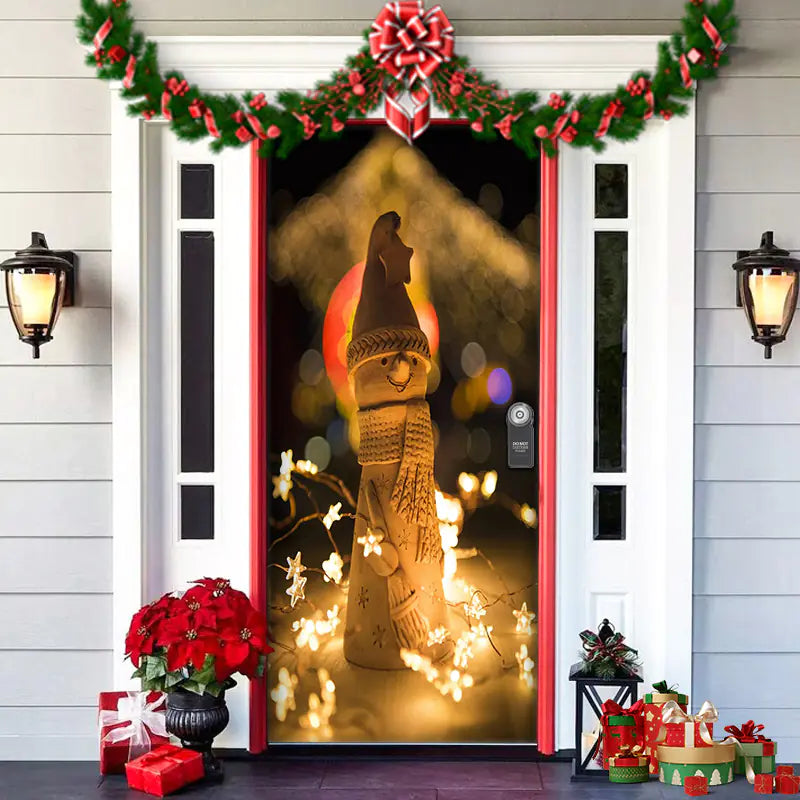 Christmas Door Cover Decoration with Background Cloth