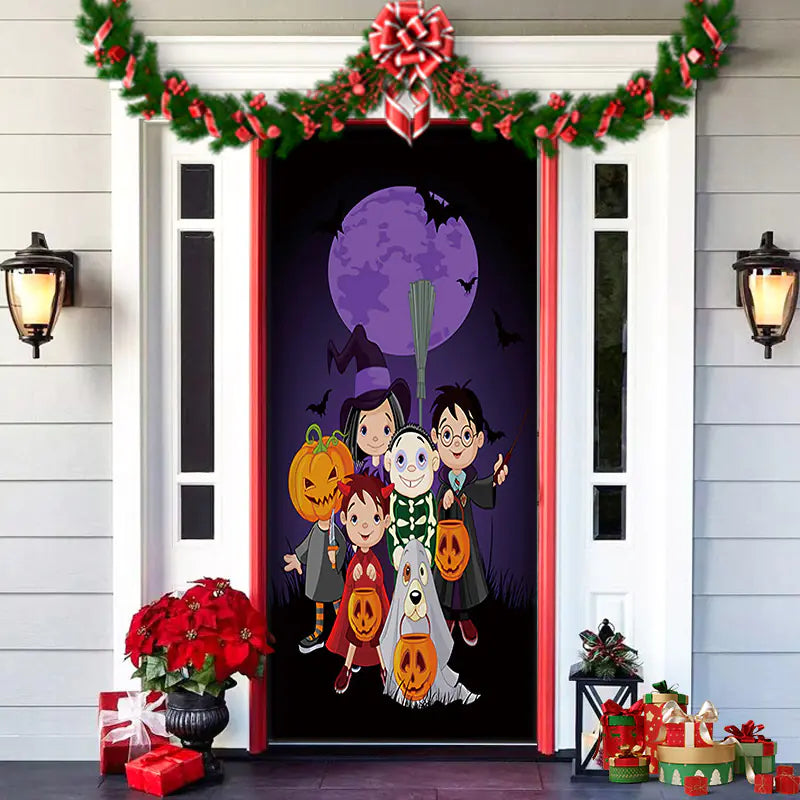 Christmas Door Cover Decoration with Background Cloth