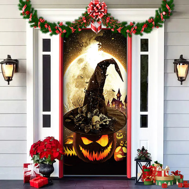 Christmas Door Cover Decoration with Background Cloth
