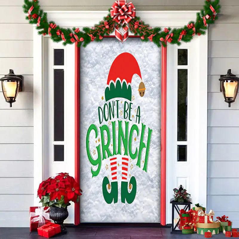 Christmas Door Cover Decoration with Background Cloth