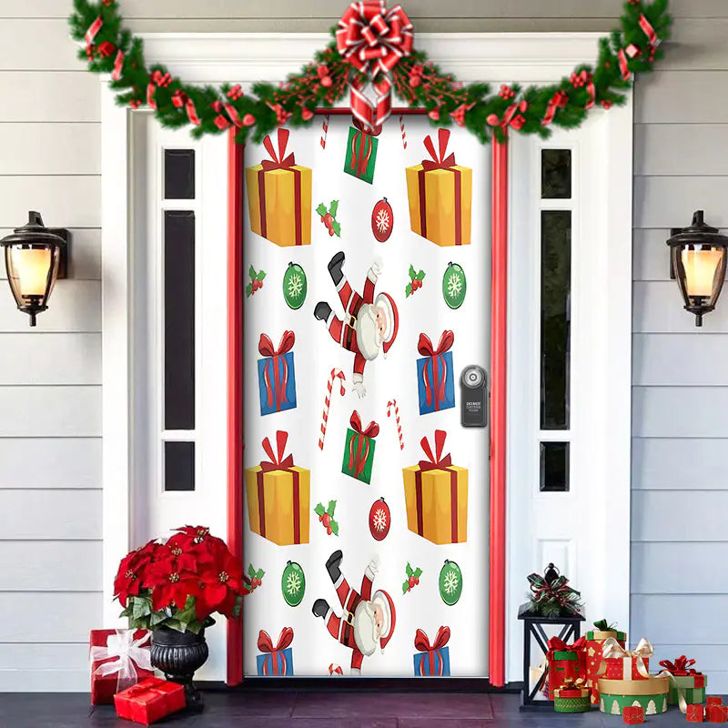 Christmas Door Cover Decoration with Background Cloth