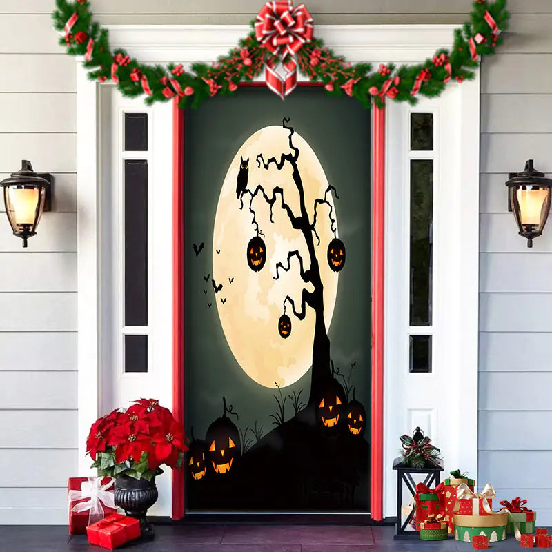Christmas Door Cover Decoration with Background Cloth