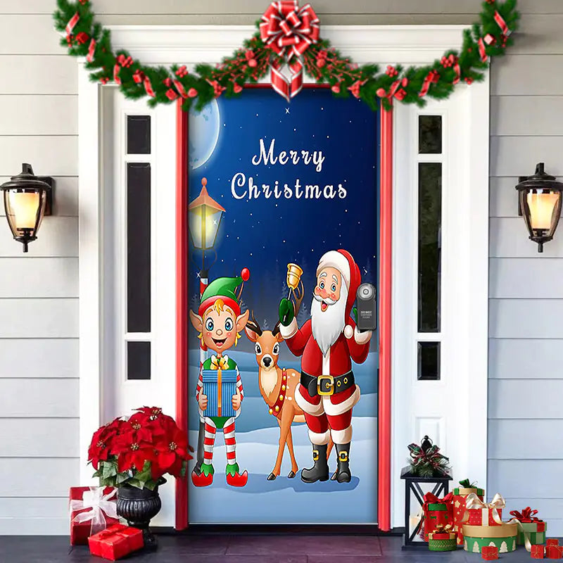 Christmas Door Cover Decoration with Background Cloth