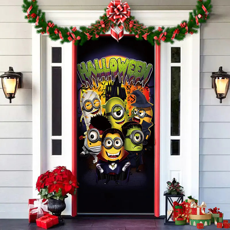 Christmas Door Cover Decoration with Background Cloth