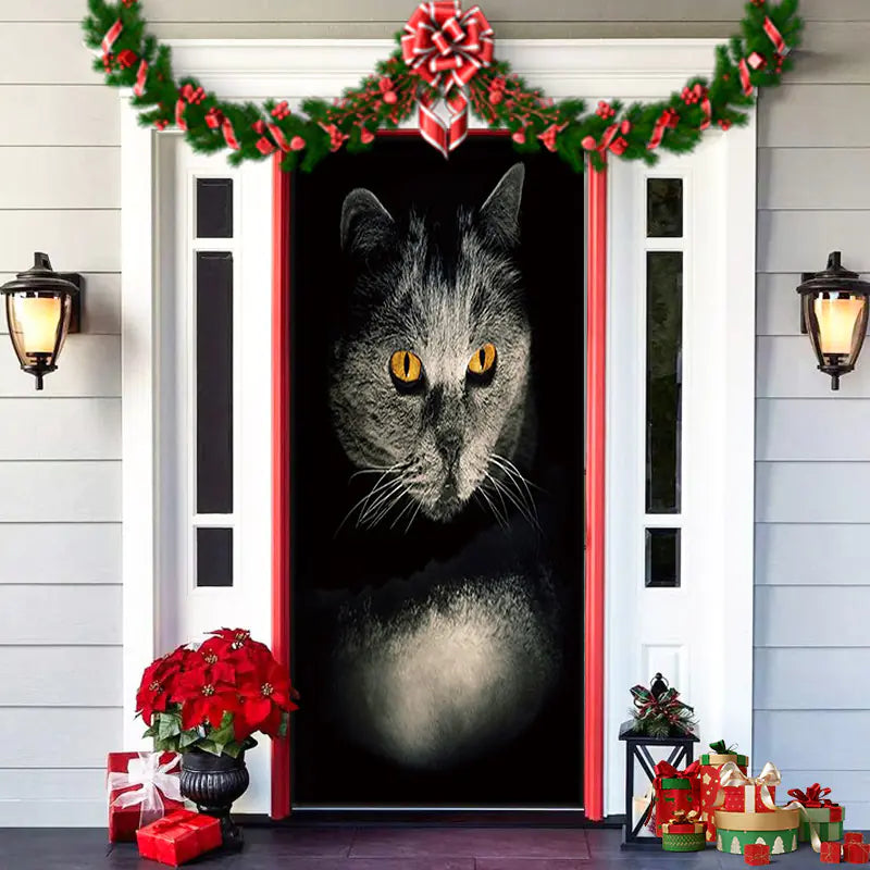 Christmas Door Cover Decoration with Background Cloth