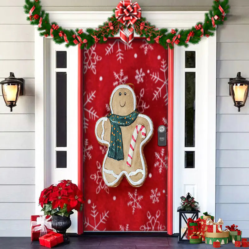 Christmas Door Cover Decoration with Background Cloth