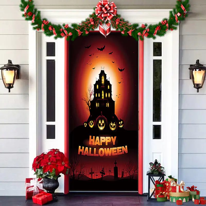 Christmas Door Cover Decoration with Background Cloth