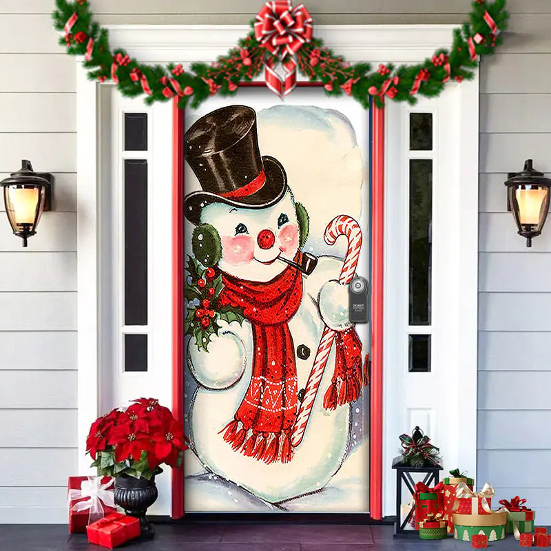 Christmas Door Cover Decoration with Background Cloth