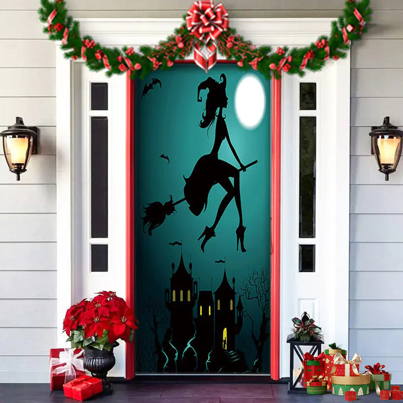 Christmas Door Cover Decoration with Background Cloth