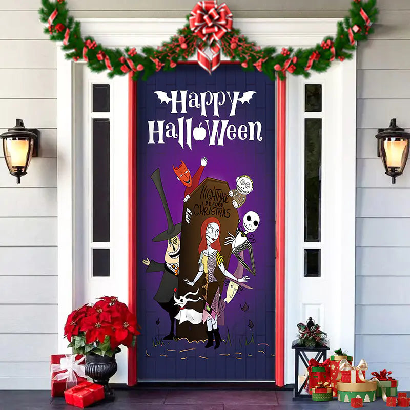 Christmas Door Cover Decoration with Background Cloth